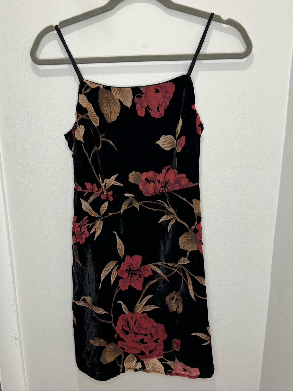 Lush Black Slip Dress with Rose Print